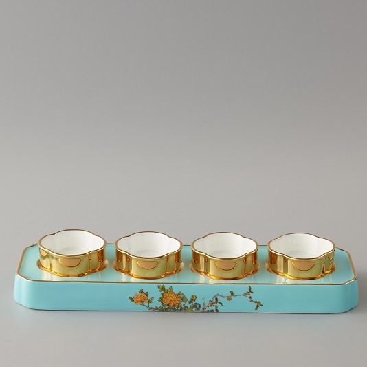 國瓷永豐源元杭瓜棱樹枝小菜碟*4、元杭瓜棱樹枝開胃菜底座 國瓷永豐源元杭瓜棱樹枝小菜碟*4、元杭瓜棱樹枝開胃菜底座